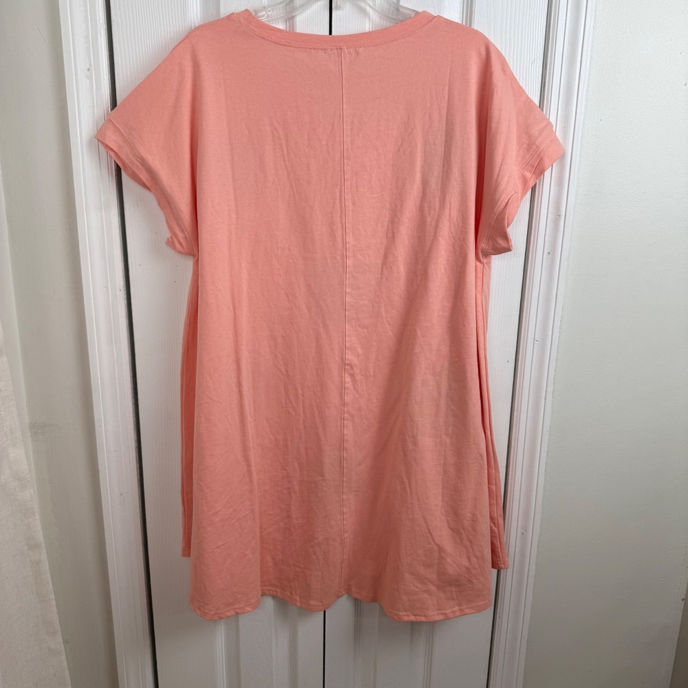 Fantastic Fawn Peach T Shirt Dress Womens Large Flip Flops Applique Summer Casua - Picture 5 of 5